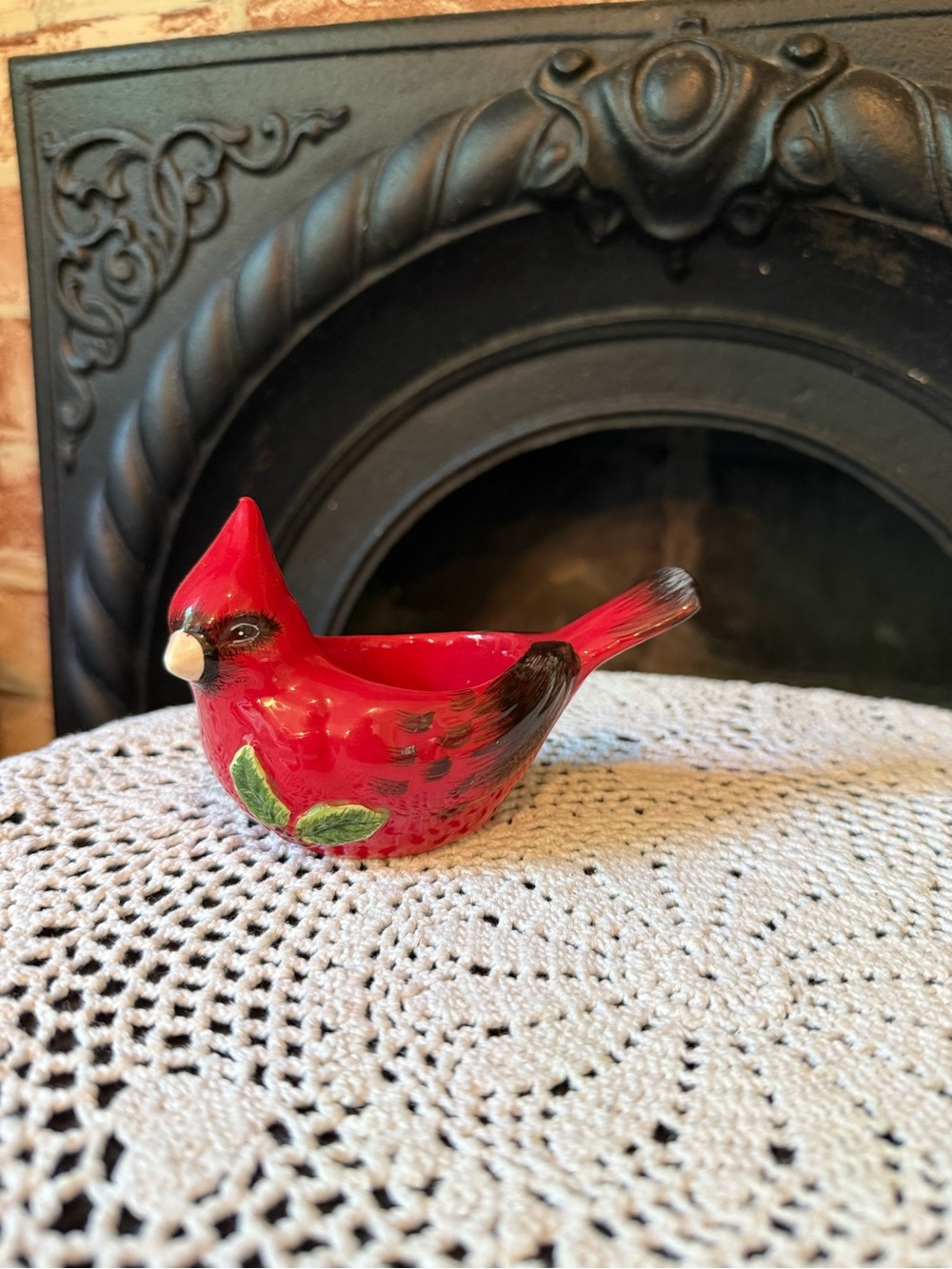 Vtg Yankee Candle Cardinal Red Bird Votive Tealight Candle Holder 5”